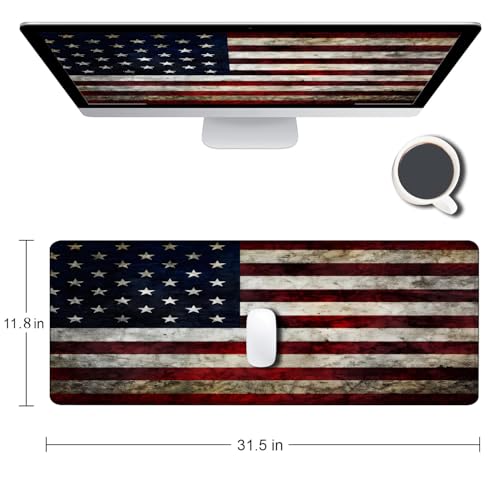 Large Gaming Mouse pad,American Flag Anti Slip Rubber Base Mouse pad, Suitable for Computer, Laptop, Office Desk Accessories - color: American flag