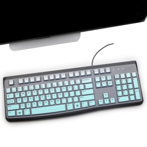 2PCS Keyboard Cover for Logitech K120 & MK120 Ergonomic Desktop USB Keyboard Ultra Thin US Layout Protective Skin-MintGreen+Clear - color: MintGreen+Clear