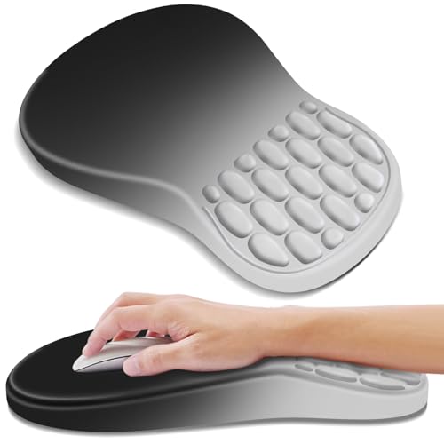 YIWEI Ergonomic Mouse Pad with Wrist Rest - Comfortable Office Mousepad with Memory Foam Wrist Support for Carpal Tunnel Relief, Mouse Pads with Non-Slip Base for Gaming and Home (Gradient Black) - color: Gradient Black