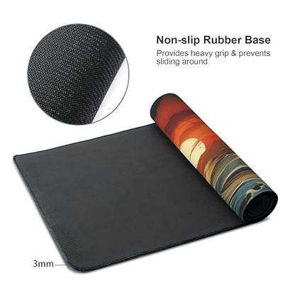 Japanese Sea Wave Large Mouse Pad,Gaming Keyboard Desk Pad,Extended Mouse Mat Non-Slip Rubber Base with Stitched Edges for Office Game Home XL 31.5"x11.8" - color: Japanese Wave, size: 31.5L x 11.8W inches