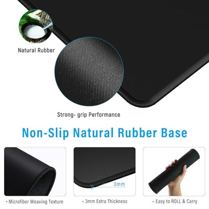 Large Mouse Pad Desk Mat 900 x 400 x 3mm Cool Sea Texture Non-Slip Rubber Base Mousepad Stitched Edges Keyboard Mat for Office Home Game - Black and White Sea Wave - color: White-black