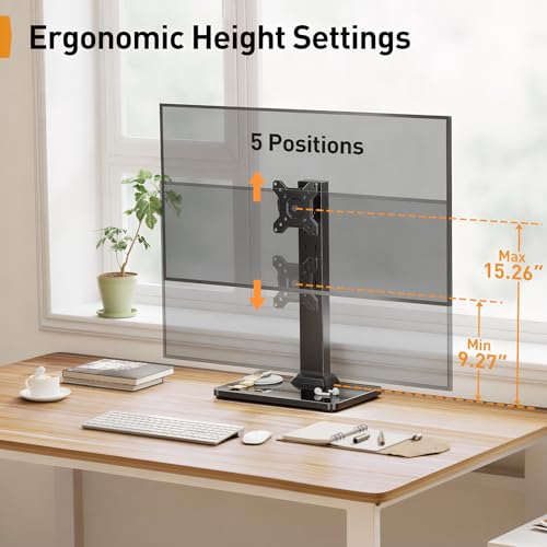 Perlegear Single Monitor Stand for 13-34 Inch Screens, Universal Small TV Stand with Swivel, Tilt, 360° Rotation and 5 Height Settings, Holds 44 lbs for Office, Max VESA 100x100mm, PGTVS29 - style: Single Monitor Stand