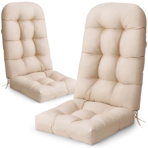 Crestlive 50x20x4 Inch Adirondack Chair Cushion, Outdoor Rocking Chair Cushions Water Resistant High Back Patio Chair Cushions Set of 2, Replacement Cushions，Beige - color: Beige, size: 2