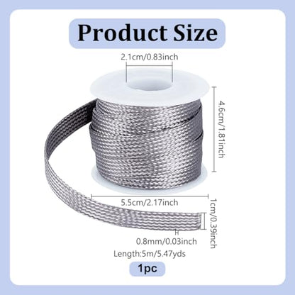 UNICRAFTALE 16.4ft 0.39" W Braided Sleeving Braid Stainless Steel Cable Wire Shielding Sleeve Ground Straps Protection Flat Metal Mesh Flexible Expandable Scalable Ribbon Wire for Protect Cable - size: 5m x 10mm