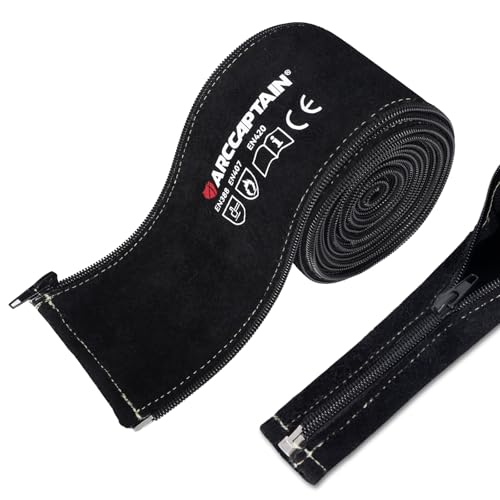 ARCCAPTAIN TIG Welding Torch Cable Cover, MIG Plasma Tig Torch Cover Resistant Leather with Zipper 3.7M (12FT) Length - size: 12 FT(3.7M)