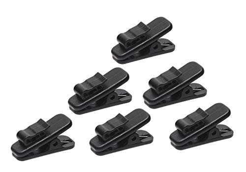 Mini Skater 1 Inch Length Small Earphone Wire Clips Headphone Mount Cable Clothing Clip Earbud Clip to Keep Earphone/Microphone Cord in Place for 1.5mm Wire Diameter Round Wire Earphones,6Pcs (Black) - color: Black