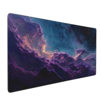 Large Gaming Mouse Pad with Purple Cloud Design, 35.4x15.7 Inch Extended Desk Mat, Soft Cloth Surface with Anti-Slip Rubber Base for Keyboard and Mouse - color: Purple Clouds