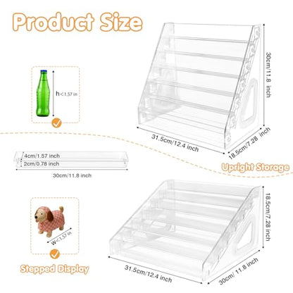 2 Pack Clear Acrylic Mini Brand Display Shelf, 7 Tiers Miniature Toys Organizer Holder Storage Rack for Mini Collectible Toys (Mini Brand Not Included)