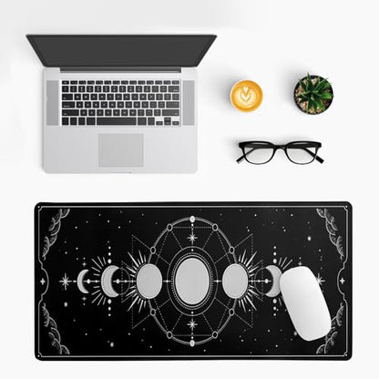 Sun Moon Gaming Mouse Pad Black Large Mouse Pad for Keyboard and Mousepad Desk Mat with 3mm Non-Slip Base and Stitched Edge for Gaming and Office Computer Mat Protector Mat 27.6x11.8 Inch - color: Sun Moon