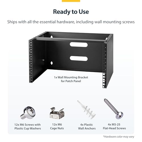 StarTech.com 6U Wall Mount Network Rack - 14 Inch Deep (Low Profile) - 19" Patch Panel Bracket for Shallow Server and IT Equipment, Network Switches - 44lbs/20kg Weight Capacity, Black (WALLMOUNT6) - size: 6U