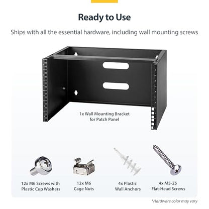 StarTech.com 6U Wall Mount Network Rack - 14 Inch Deep (Low Profile) - 19" Patch Panel Bracket for Shallow Server and IT Equipment, Network Switches - 44lbs/20kg Weight Capacity, Black (WALLMOUNT6) - size: 6U