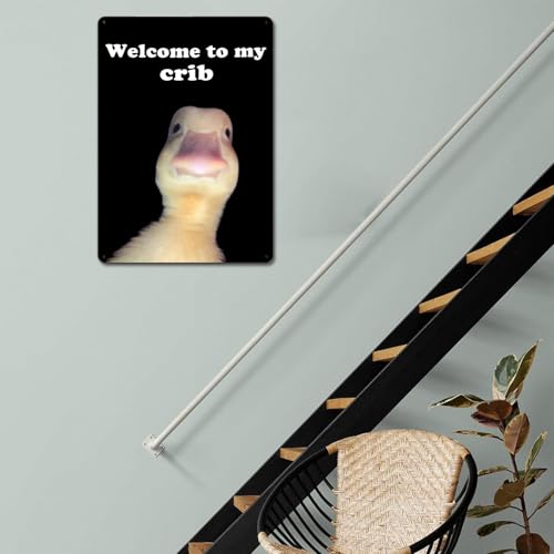 Welcome to My Crib Tin Sign for Teen Girls Boy, Bedroom/Gaming Room Bar Cave Door Decor, Dorm Wall Accessories Cool Things, Funny Metal Tin Signs Funny Decor Cute Thing 12 x 8 Inch
