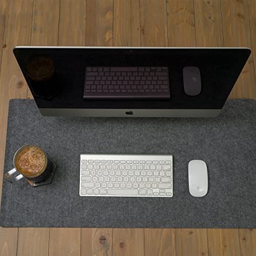 Felt Desk Pad- 31x16 with Non-Slip Backing (Dark Gray) - color: Dark Gray