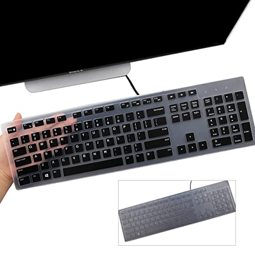 i-Tensodo 2PCS Keyboard Cover for Dell KB216 KB216p KB216d KM636 Keyboard/Dell Optiplex 5250 3050 3240 5460 7450 7050 /Dell Inspiron AIO 3475 3670 3477 7700 Desktop Keyboard - color: Black+Clear