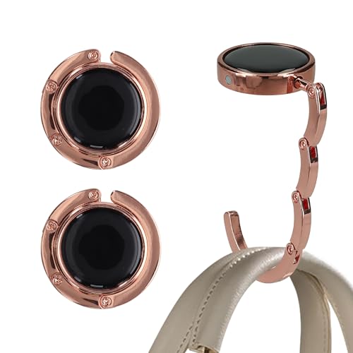 kwmobile Purse Hook for Table - Set of 2 Purse Holder - Folding Handbag Hanger - Portable Bag Holder - Bag Hooks for Desk - Table Hook Rose Gold - color: Rose Gold