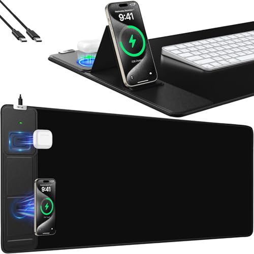 Mouse Pad, Office Desk Mat, Large Gaming Mousepad with Superior Micro-Weave Cloth, XXL Desk Pad with Stitched Edges, Non-Slip, Waterproof Writing Keyboard Pad for Gamer, Laptop, Work & Home - color: No RGB - XXL Black Left