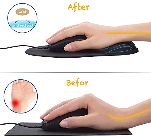 Office Mousepad with Gel Wrist Support - Ergonomic Gaming Desktop Mouse Pad Wrist Rest - Design Gamepad Mat Rubber Base for Laptop Computer -Silicone Non-Slip Special-Textured Surface (08Navy) - color: 08Navy
