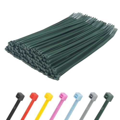 8 Inch Dark Green Zip Ties 500 Pack, 45 LBS Tensile Strength, Self-Locking Nylon UV Resistant Cable Ties for Indoor & Outdoor - color: Dark Green, size: 8inch (500pcs)