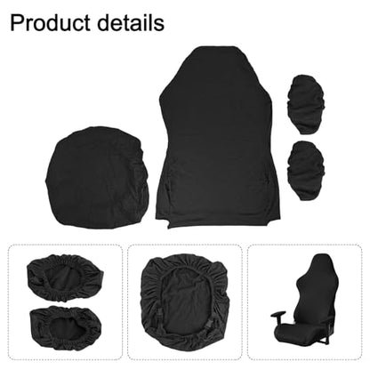 Stretch Gaming Chair Cover, Soft and Comfortable, Dust Protection, Modern Design, for Office Computer Racing Seat(Black) - color: Black