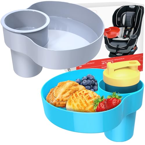 Car Seat Cup Holder for Kids - Kids Travel Tray with Snack Tray, CarSeats Snack Trays for Toddler, Car Cup Holder for Safety Seats, Fits Stroller & Booster (bluegray) - color: bluegray
