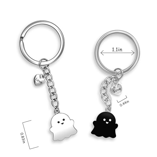 PRCOLUX Funny Cute Ghost Keychain Gifts for Sisters Boyfriend Girlfriend Couple Halloween Christmas Birthday Graduation Gifts - style: Ghost Couple