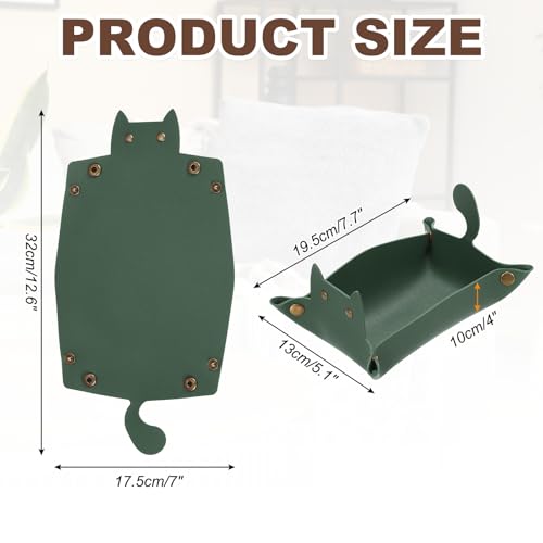 uxcell Leather Valet Tray, Folding Jewelry Tray Organizer Travel Dish Plate Desk Organizer for Women and Men Storage Jewelry Keys Wallet Coin, Dark Green - color: Dark Green