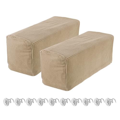 uxcell 2pcs Stretch Armrest Covers for Chairs/Sofas, Couch Arm Covers with Twist Pin, Furniture Protector Slipcovers Sand - color: Sand