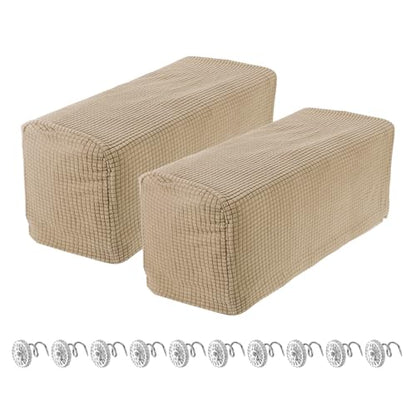 uxcell 2pcs Stretch Armrest Covers for Chairs/Sofas, Couch Arm Covers with Twist Pin, Furniture Protector Slipcovers Sand - color: Sand