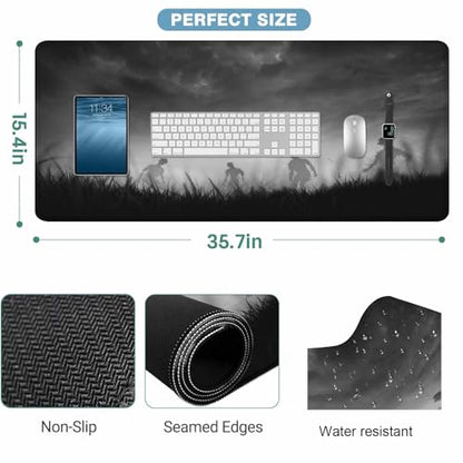 Creepy Zombies Gaming Mouse Pad Haunted Field Eerie Landscape Halloween Large Mousepad Desk Keyboard Mat for PC,Home,Office 35.4"X15.7" - color: Creepy zombies