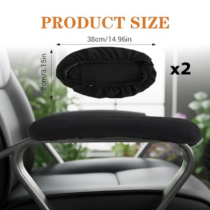 Ouligay 2 PCS Office Chair Arm Covers 15 in Office Chair Armrest Covers | General Stretchable & Removable Desk Chairs Arm Cover Soft Velvet Armrest Protectors for Computer Gaming Chairs Black