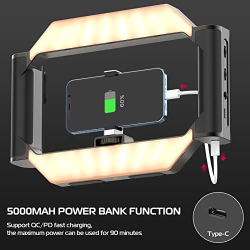 ULANZI Smartphone Video Rig with Light, U-Rig Light Cell Phone Handheld Stabilizer with Ring Light 2500K-9000K CRI 90+ for Filmmaking Live Steam YouTube Video Recording, with 5000mAh Build-in Battery - size: 280*51*195mm