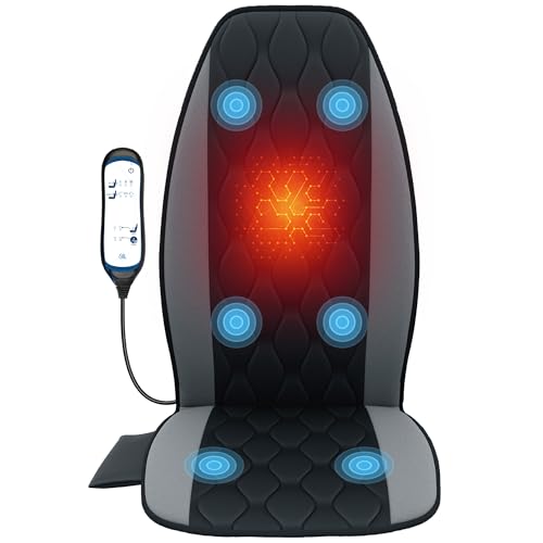 CILI Vibration Massage Chair Pad, Quiet Back Massager for Office Chair, Sofa & Recliner, Independent Graphene Heat & Massage Control, Fathers Day Gift for Back Pain Relief (Vibration Only) - color: Black Bary