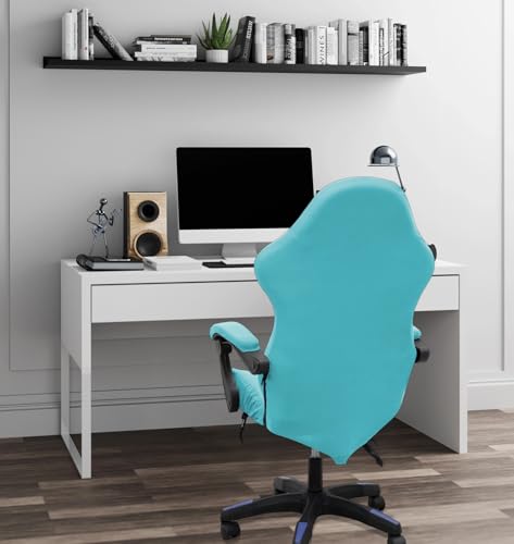 Gaming Chair Cover Set with Armrest Covers, Stretch Ruffled Slipcover for Racing Office Computer Reclining Chairs (Sky-Blue) - color: Sky-blue