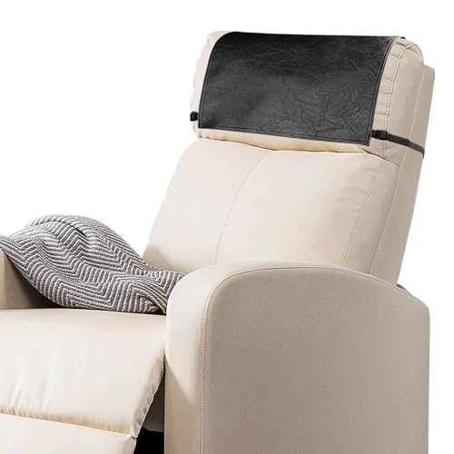 Headrest Covers for Recliners- Faux Leather Recliner Headrest Cover Protector with Elastic Straps,Chair Headrest Cover for Recliner Protector 17 x 27 in(Black) - color: Blacks