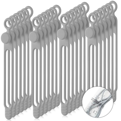 Nuanchu 40 Pcs Silicone Cable Ties Reusable Holder Adjustable Straps Multipurpose Charging Cable Organizer for Fastening Charging Cords Wires(7.1 Inch,Gray) - color: Gray, size: 7.1 Inch