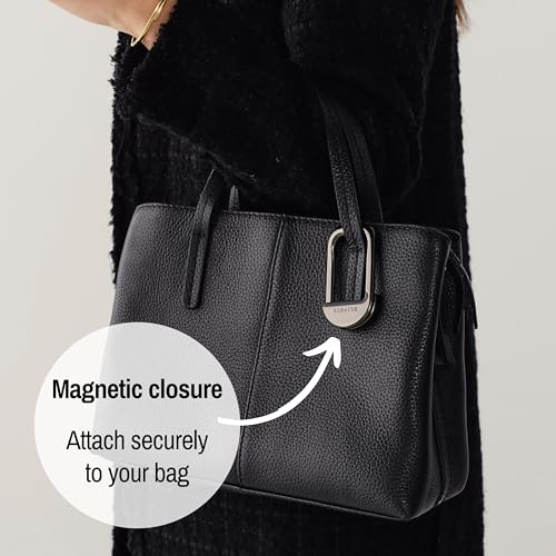 FLIP Bag Hook - Newly Redesigned. Portable Purse Hanger for Table with Magnetic Closure - Now Holds up to 50 lbs (Chrome Black) - color: Chrome Black