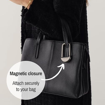 FLIP Bag Hook - Newly Redesigned. Portable Purse Hanger for Table with Magnetic Closure - Now Holds up to 50 lbs (Chrome Black) - color: Chrome Black