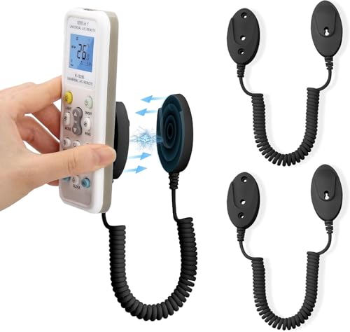 2-Pack Magnetic Remote Control Holders with Spring Ropes - Safely Secure Remotes & Small Items, Wall-Mount with Adhesive, Anti-Loss, Rapid Adsorption, Extendable Spring (Black 43 inch, 2 Pack) - color: Black 43 inch, 2 pack
