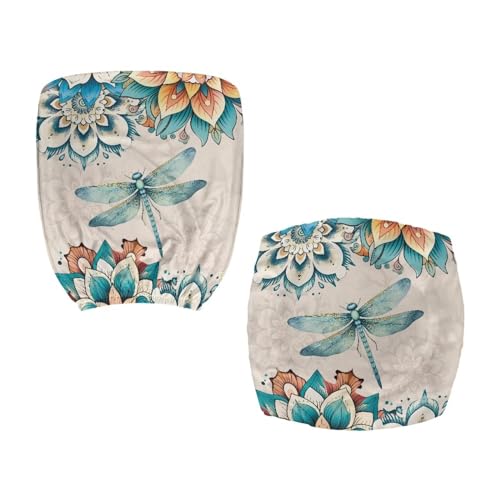 Dragonfly Office Chair Covers 2 Piece Washable Seat and Back Cover Boho Flower Computer Chair Seat Covers Universal Fit Most Wheelchairs,Computer Chairs,Gaming Chairs Padded Covers - color: Dragonfly 2
