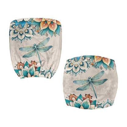 Dragonfly Office Chair Covers 2 Piece Washable Seat and Back Cover Boho Flower Computer Chair Seat Covers Universal Fit Most Wheelchairs,Computer Chairs,Gaming Chairs Padded Covers - color: Dragonfly 2