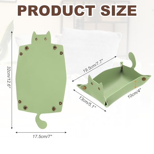 uxcell Leather Valet Tray, Folding Jewelry Tray Organizer Travel Dish Plate Desk Organizer for Women and Men Storage Jewelry Keys Wallet Coin, Light Green - color: Light Green