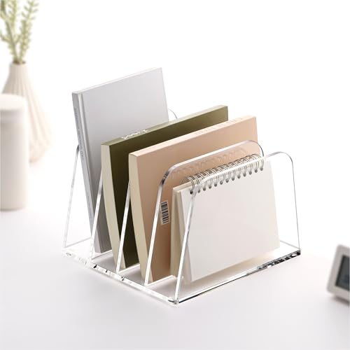 YUXUN Desk File Organizer,4-Section Clear Acrylic Desk Organizer,Vertical File Sorter Holder Organization for Office School & Classroom - style: 4-Section,B5