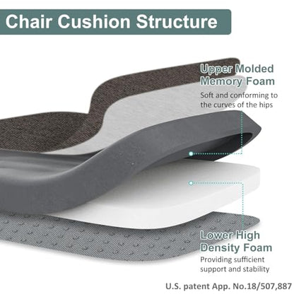 Shinnwa Seat Cushion for Dining Chairs, Patented Design Memory Foam Dining Chair Pad with Ties and Washable Cover, 17" x 16" x 2", Dark Brown - color: Dark Brown