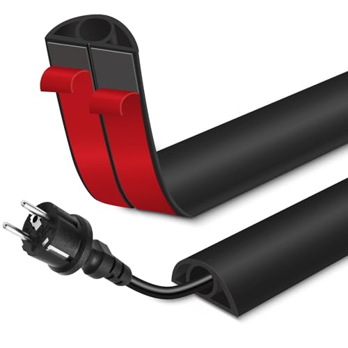 Floor Cord Cover for Wires on Floor Self Adhesive Cord Hider Floor Cable Management Wire Covers for Cords Protector Prevent Cable Trips Cord Cavity W 0.32" x H 0.32", Black, 3.3Ft - color: Black, size: 0.78 In x 3.3 Ft