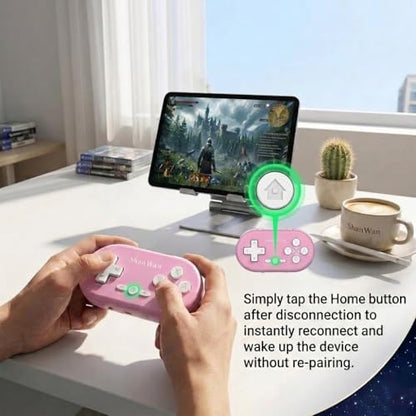 ShanWan Bluetooth Gamepad Keychain Sized Mini Controller for Switch, Windows, Android, iOS & PS4（pink ） - color: PINK