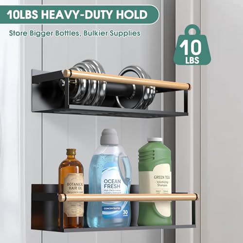 POLRAI 4 Pack Magnetic Shelves for Washing Machine Magnetic Shelf for Fridge Powerful Magnetic Shelves and Magnetic Hook for Laundry Room Kitchen Bathroom Organization