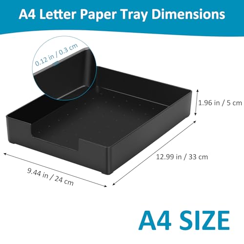 Letter Tray, Desk Organizer Tray, A4 Plastic Paper Tray Organizer for Desk, Stackable Rectangular Inbox Mail File Holder, Drawer Organizer for Desk Accessories Office School Home Supplies (Black) - color: Black-1 Pack