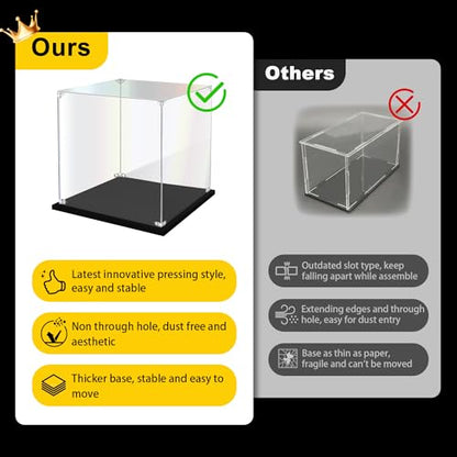 KOLIPI Acrylic Display Case for Collectibles Assemble Clear Acrylic Display Box for Lego Alternative Glass Case for Showcasing Figures Doll Toys Home Storage(8x8x8 inch, 20x20x20 cm)