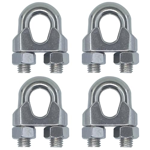 4PCS 1/2 Inches M12 Stainless Steel Wire Rope Cable Clip Clamp - size: M12 Clips-4PCS