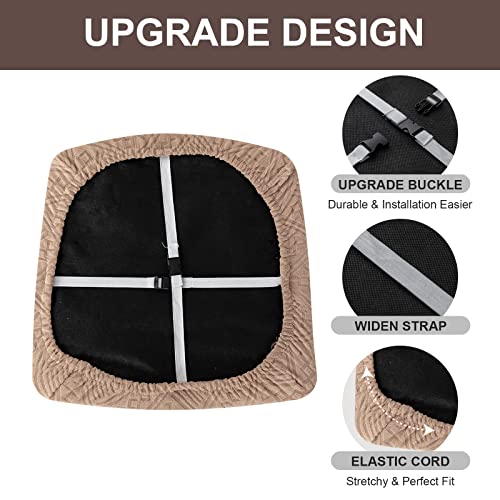 Genina Chair Seat Covers Waterproof Dining Room Chair Covers 2 Pack Stretch Seat Covers for Dinning Room Chair Protector Slipcover for Kitchen, Hotel (2, Pattern1-Khaki) - color: Pattern1-khaki
